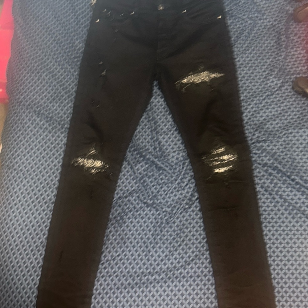 Men Amiri bandana repair skinny jeans